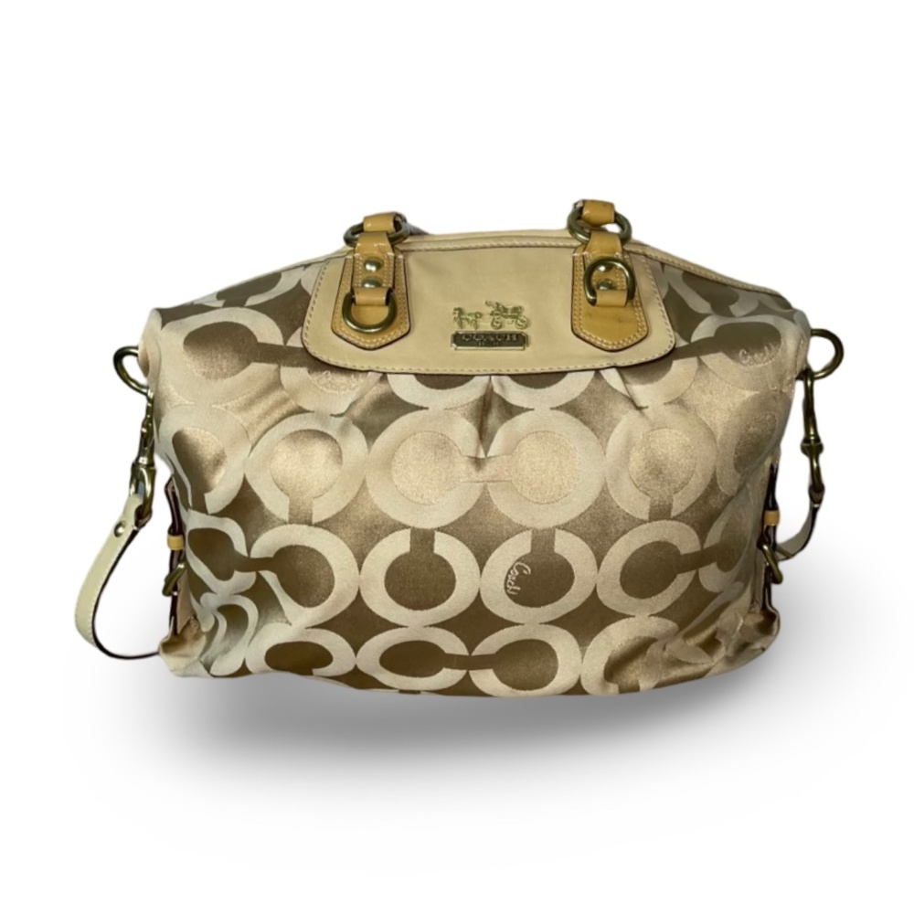 COACH Beige Signature Satchel Bag